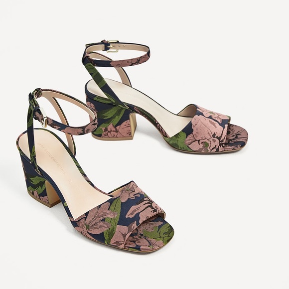 Zara Embroidery Heel✨🤍 For price & details inbox #foryou  Zara Embroidered Heel Sandals NWT